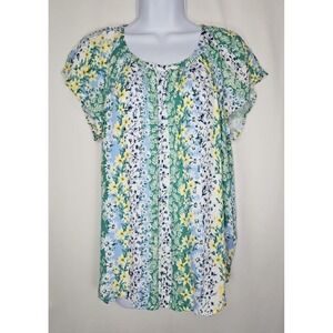 Faith & Zoe Women's Floral Lightweight Short Sleeve Blouse Size Small NWT